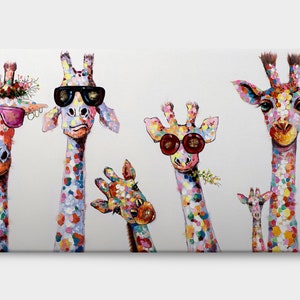 Funky Giraffes Wall Art Canvas Print Picture Home Decor Animals ...