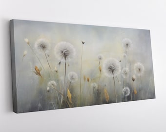 Beautiful Dandelion Wildflowers, Modern Design Floral Art Home Decor, Abstract Flowers Canvas Print Wall Art