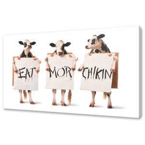 Cows canvas print, Funny picture wall art, Great Housewarming Gift, home decor free fast UK delivery