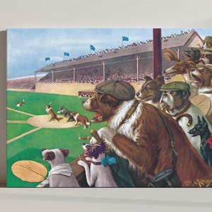 Impresión en lienzo de Cassius Marcellus Coolidge: uno para empatar, dos para ganar. Arte mural vintage para amantes de los perros.