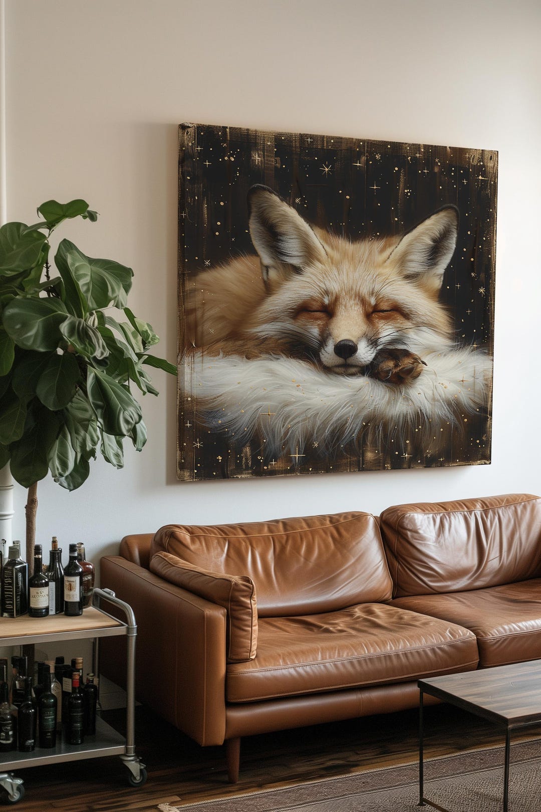 Rustic Fox Image Sleepy Rustic Fox Canvas Print Wall Art – Woodland Animal Decor – Red ...