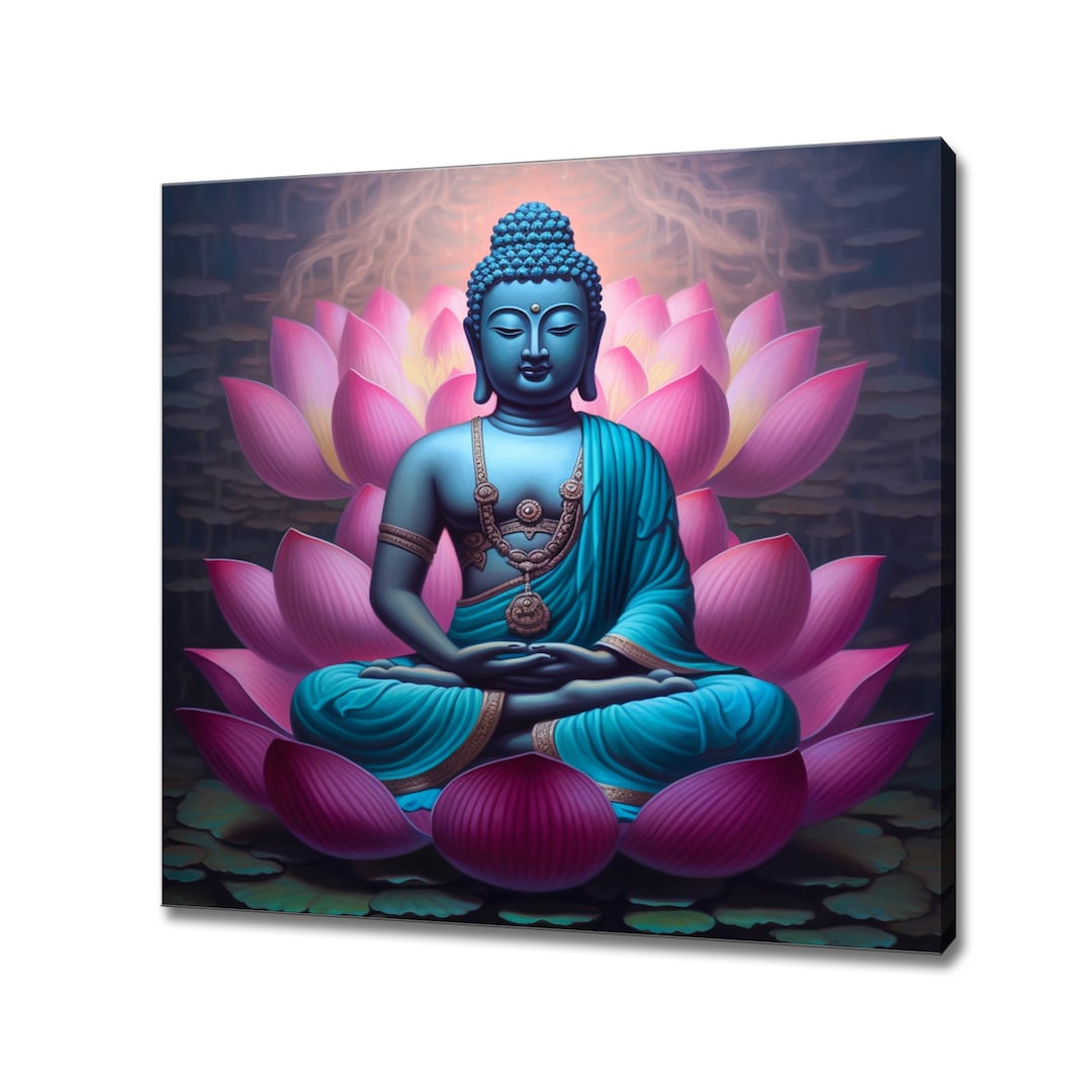 Buddha Pink Lotus Flower Canvas Print | Zen Art Print | Spiritual Art ...