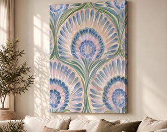 Minimalist Pastel Pattern Canvas Print, Retro Mid Century Wall Art