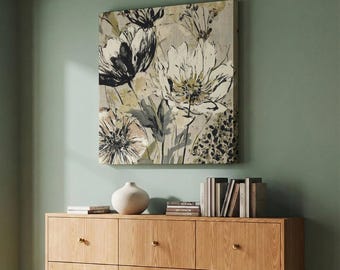Neutral Floral Canvas Print – Abstract Botanical Wall Art