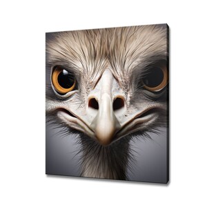 Ostrich Bird Animal Canvas Print | Ostrich Wall Art Portrait Print | Birds Home Decor I Gift For Ostrich Lover | Artwork For Nature Lovers