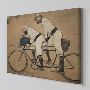 Ramon Casas and Pere Romeu on a Tandem Canvas Print, Classical Painting Reproduction, Fine Art Wall Decor, Vintage Canvas Art