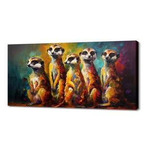 Family of Meerkats Wall Art Canvas Print Picture Home Decor Animals Handmade Wall Hangings Customised Gifts Fast Free UK Delivery
