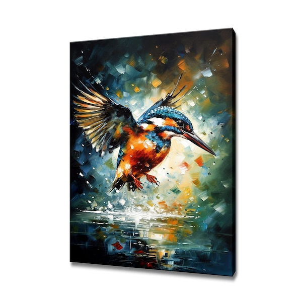 Portret van een ijsvogel canvas print foto muur opknoping handgemaakte kunst print huisdecoratie geschenken snelle gratis Britse levering