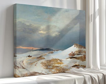 Winter Landscape Canvas Print, Snowy Wall Art, Nature Decor for Living Room & Bedroom, Holiday Gift Idea