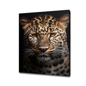 Leopard Animal Canvas Print | Leopard Wall Art Portrait Print | Wildlife Home Decor I Artwork For Nature Lovers | Gift For Leopard Lover