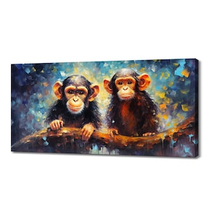 Baby Chimpanzee Family Wall Art Canvas Print Room Decor Animals Handmade Wall Hangings Customised Gifts Fast Free UK Delivery