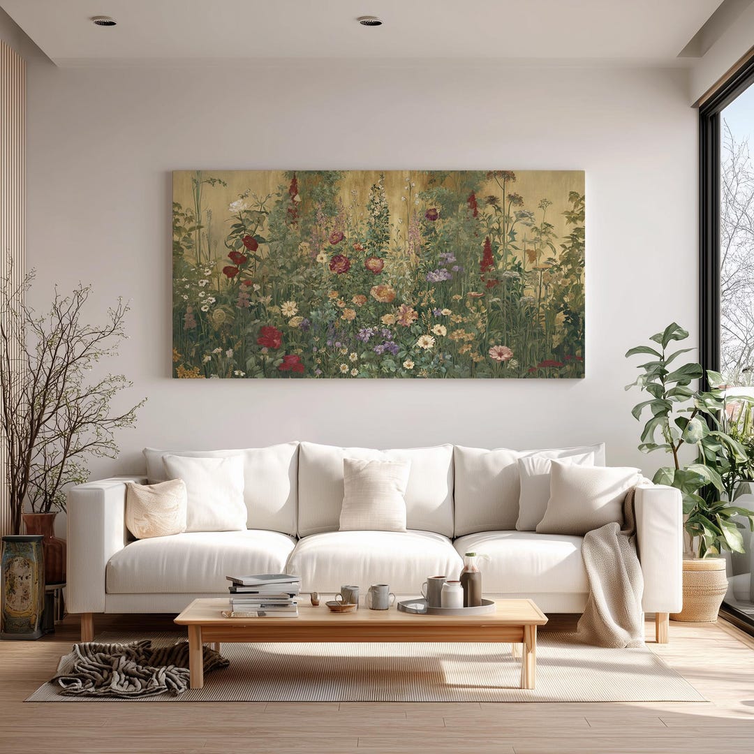 Vintage Wildflower Meadow Canvas Print Wall Art - Etsy