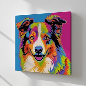 Australian Shepperd Dog Canvas Print, Dogs Wall Art, Dog Lovers Gift, Contemporary Wall Hanging, Handmade Art Print, Fast Turnaround