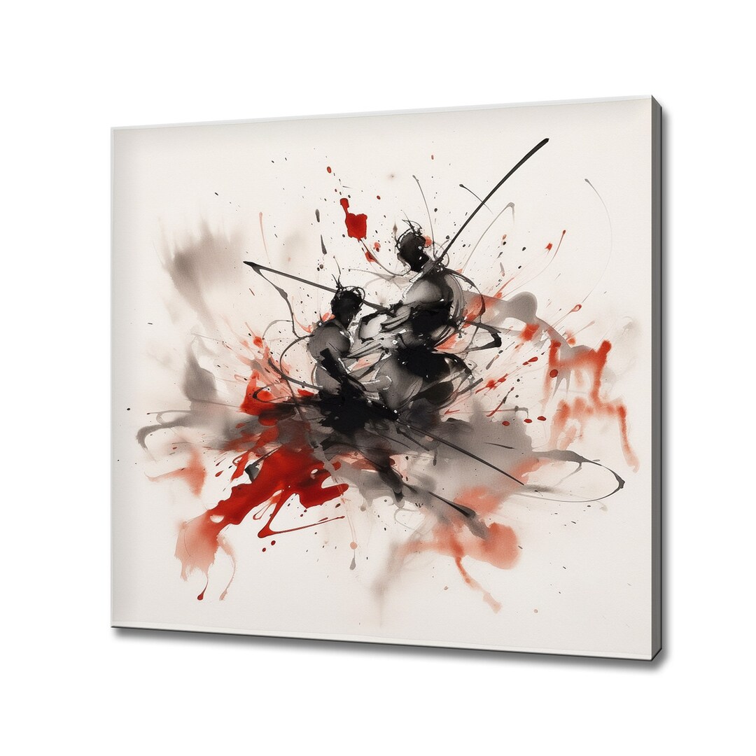 Abstract Samurai Warriors Watercolour Canvas Art Print Picture Wall ...
