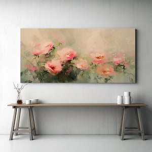 Pink Flowers Abstract Canvas Print Wall Art Home Décor, Premium Quality, Ready to Hang, Fast delivery