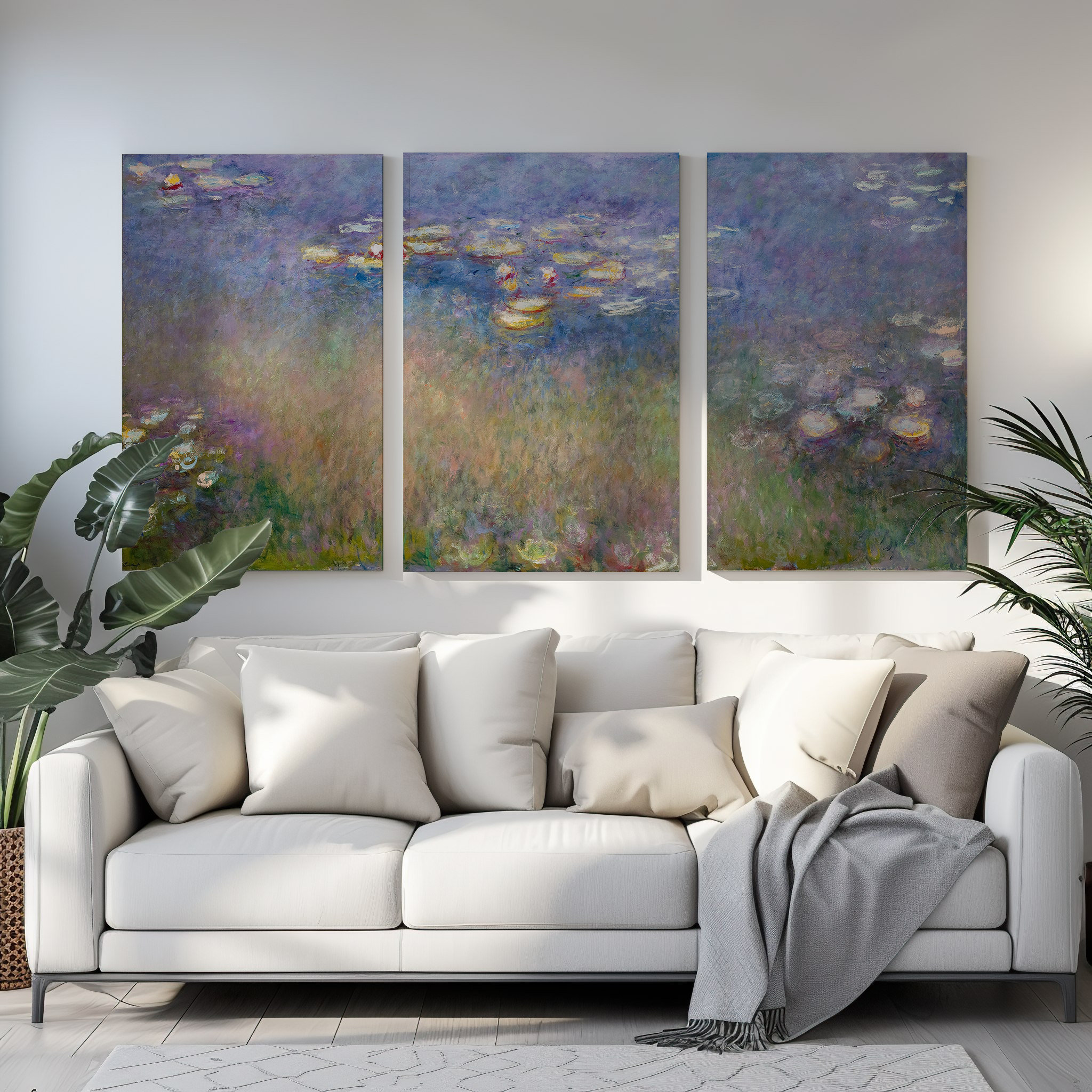 Water Lilies Claude Monet Canvas Print, Set of Three Wall Art ...