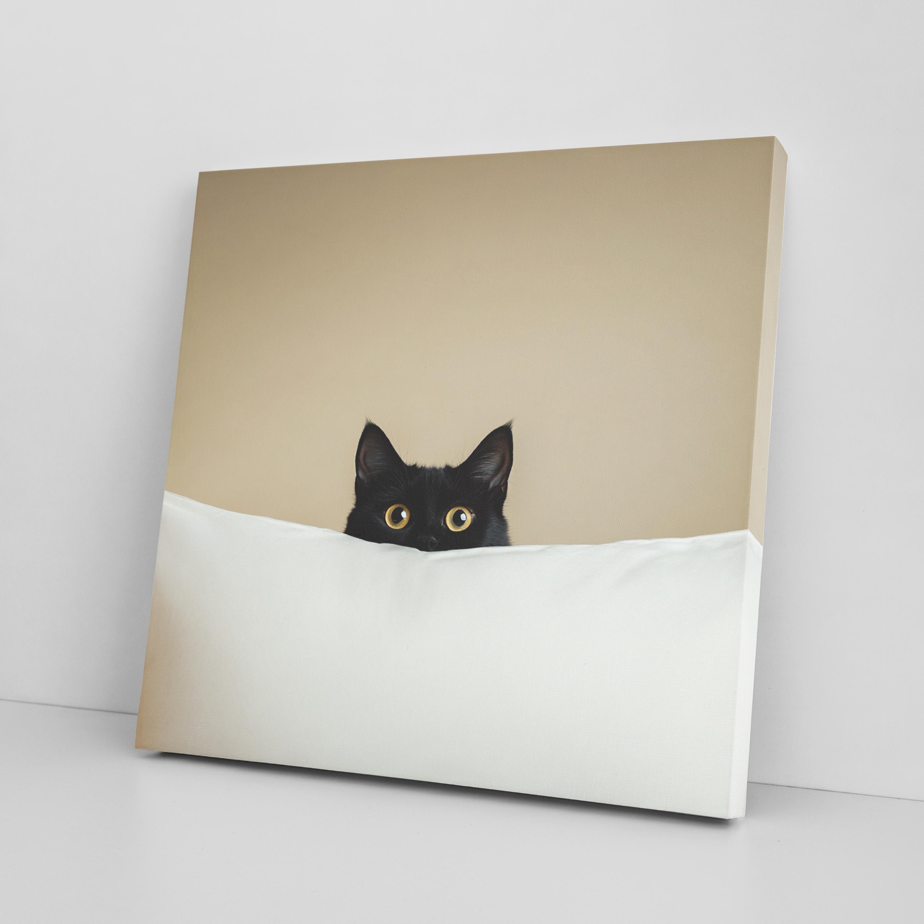 Black Cat Canvas Print Art - Cute Kitten Wall Decor for Home, Pet Lover ...