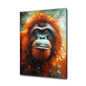Portrait of an Orangutan Canvas Print Picture Wall Hanging Handmade Art Print Home Decor Gifts Fast Free UK Delivery