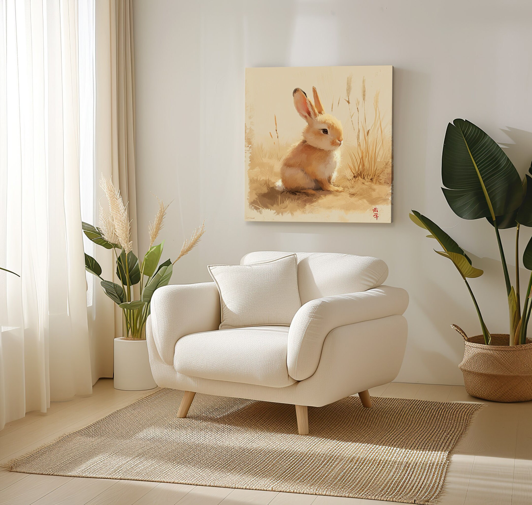 Bunny Rabbit Canvas Print, Animals Wall Art, Rabbit Lovers Gift, Cosy ...