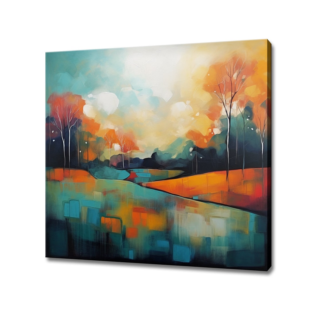 Abstract Expressionist Landscape Trees Painting Style Canvas Print ...