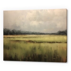 Vintage Rusty Country Landscape, Antique Countryside Print, Moody Painting Canvas Print, Living Room Wall Art, Farmhouse Decor Art