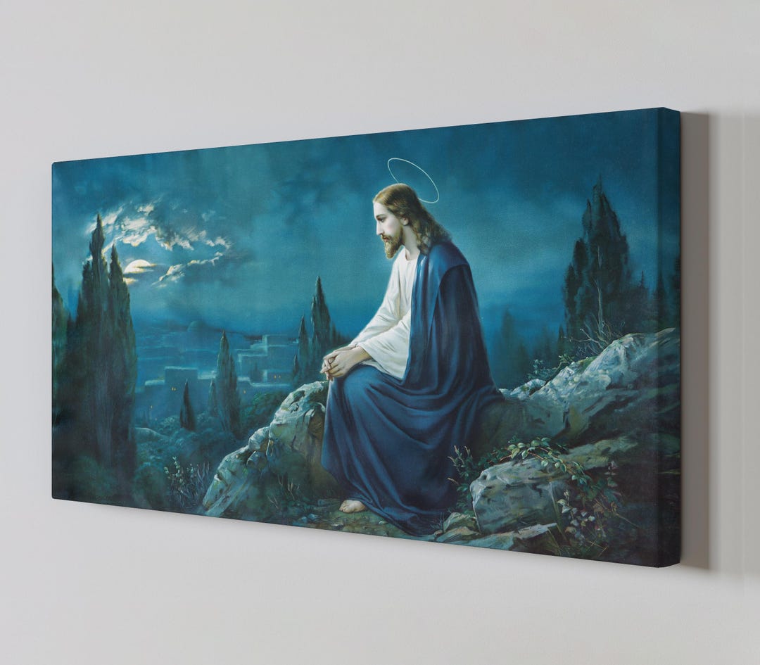 Jesus in the Gethsemane Garden, Christian Canvas Wall Art Print ...