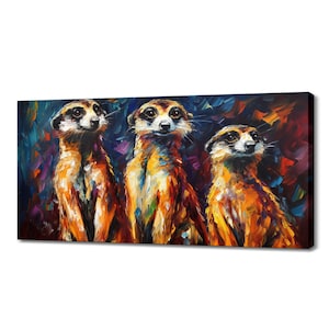 Family of Meerkats Wall Art Canvas Print Picture Home Decor Animals Handmade Wall Hangings Customised Gifts Fast Free UK Delivery