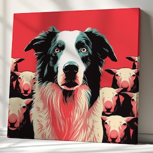 Sheepdog Canvas Print, Dogs Wall Art, Dog Lovers Gift, Contemporary Wall Hanging, Handmade Art Print, Fast Turnaround