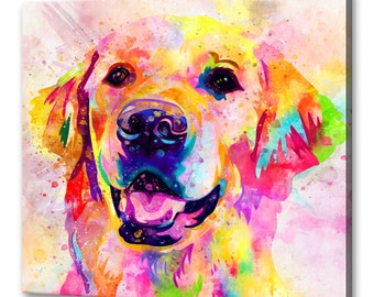 Dog Wall Art Dog Canvas Print Dog Custom Art Golden Retriever Wall Hanging Handmade Art Print Home Decor Gifts Fast Free UK Delivery