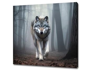 Grey Wolf Canvas Art Print Picture Wall Hanging Handmade Home Decor Customised Gifts Wall Art Fast Free UK Delivery