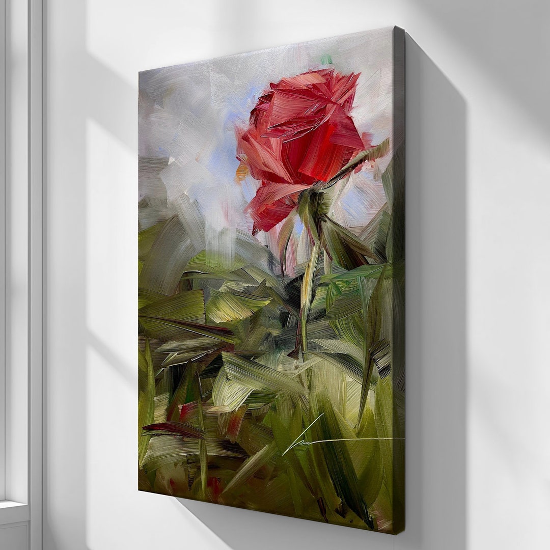 Abstract Red Rose Canvas Print Wall Art - Handmade Art Print Home Decor ...
