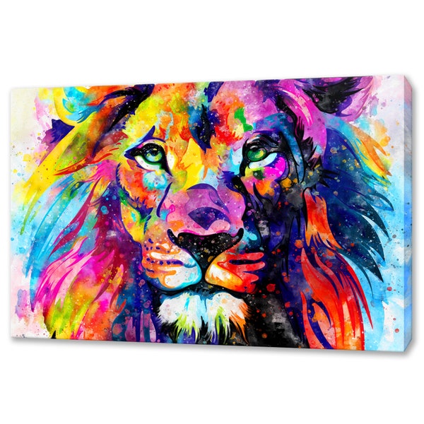 Art mural Lion Impression sur toile Lion Art personnalisé Lion Tenture murale Animaux faits main Impression d'art Décoration d'intérieur Cadeaux Livraison rapide gratuite au Royaume-Uni