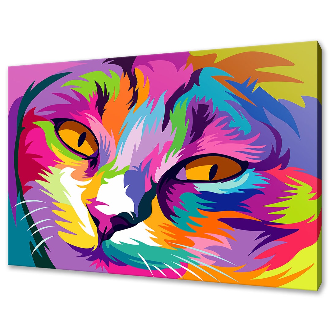 Cat Canvas Art Print Wall Hanging Handmade Home Decor Customised Gifts