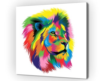 Abstract Lion Canvas Art Print Picture Wall Hanging Handmade Home Decor Customised Gifts Colourful Wall Art Print Designs