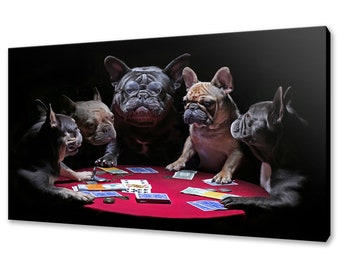 Dog Wall Art Dog Canvas Print Dog Custom Art French Bulldogs Wall Hanging Handmade Art Print Home Decor Gifts Fast Free UK Delivery