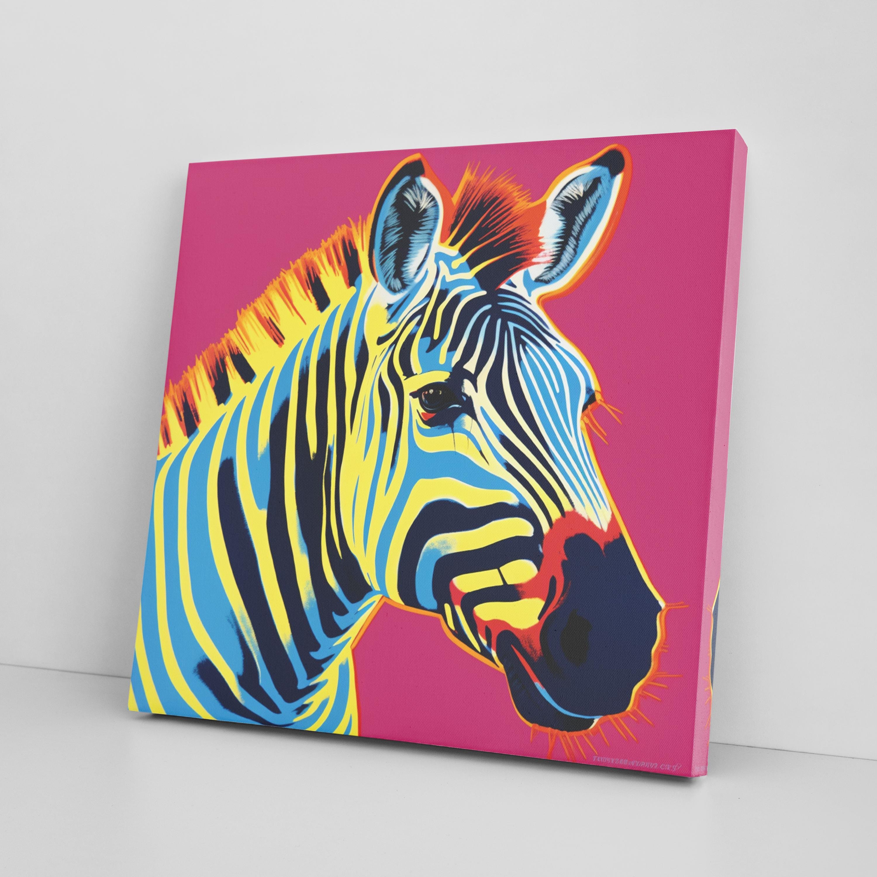 Zebra Pop Art Canvas Print – Colorful Warhol-style Endangered