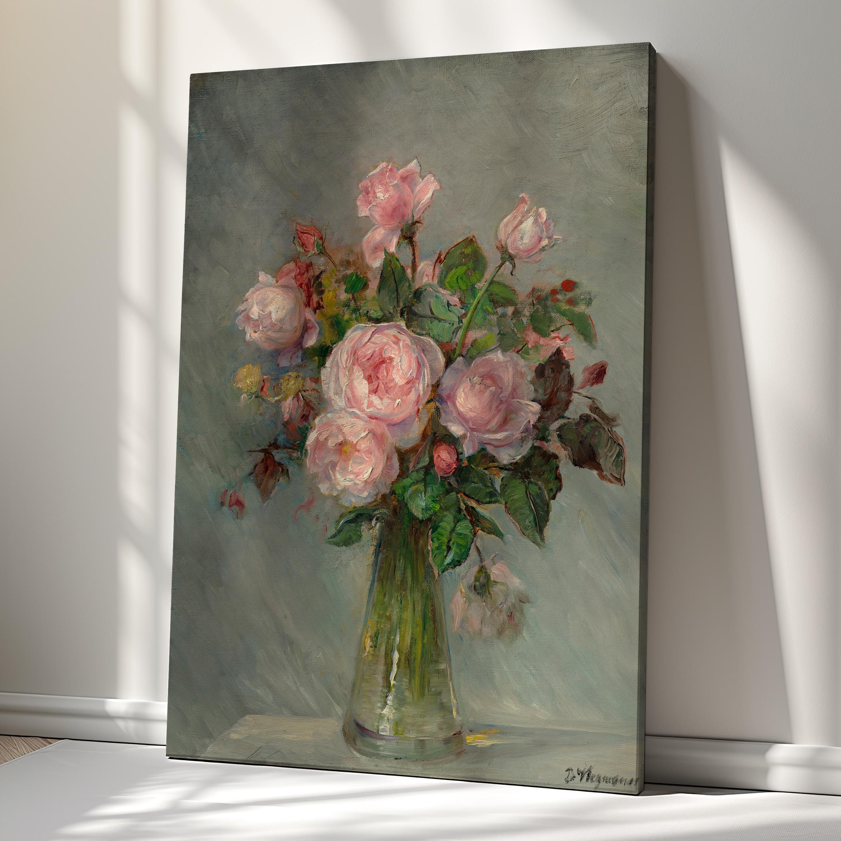 Pink Roses Canvas Print | Classic Painting Reproduction | Wall Art ...