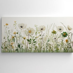 Sage Green Wildflowers Leinwanddruck, Wandkunst, Heimdekor, Premium-Qualität, fertig zum Aufhängen, schnelle Lieferung