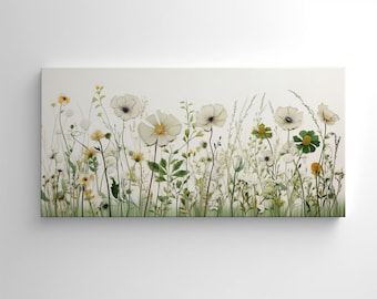 Sage Green Wildflowers Canvas Print Wall Art Home Décor, Premium Quality, Ready to Hang, Fast delivery