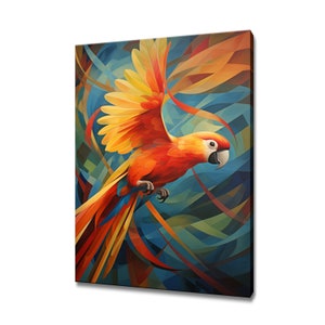 Parrot Bird Canvas Print Picture Painting Wall Hanging, Handmade Wall Art Print Home Decor, Gift For Bird Lovers Picture Ready To Hang