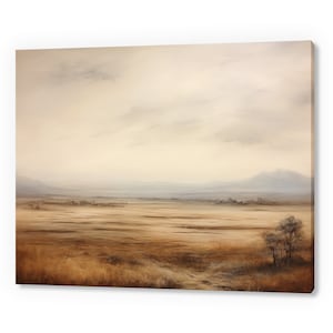Vintage Autumn Fields Country Landscape, Antique Countryside Print, Moody Painting Canvas Print, Living Room Wall Art, Farmhouse Decor Art