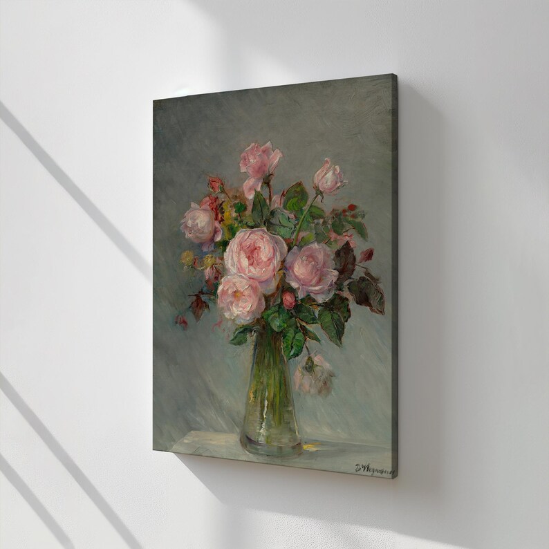 Pink Roses Canvas Print | Classic Painting Reproduction | Wall Art ...