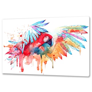 Colourful Parrot Wall Art Canvas Print Picture Home Decor Animals Handmade Wall Hangings Customised Gifts Fast Free UK Delivery