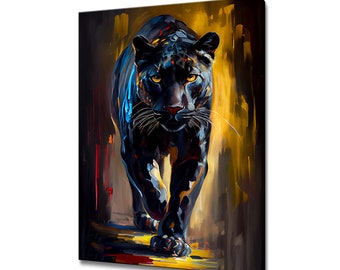 Black Panther Painting Wall Art Canvas Print Home Decor Animals Handmade Wall Hanging Customised Gifts Fast Free UK Delivery
