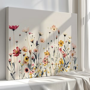 Wildblumen Bunte Leinwand Druck, Große Blumen Wand Kunst, Home Decor für Haus oder Büro, Handgemacht auf Bestellung, Geschenk für Kunstliebhaber