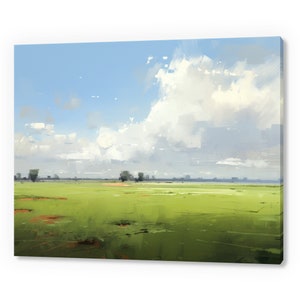 Summer Fields Vintage Country Landscape, Antique Countryside Print, Moody Painting Canvas Print, Living Room Wall Art, Farmhouse Decor Art