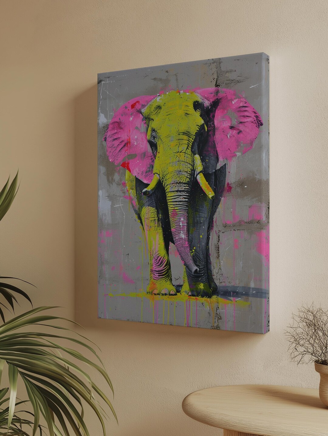 Colourful Elephant Canvas Print Wall Art – Vibrant Pop Art Animal Décor ...