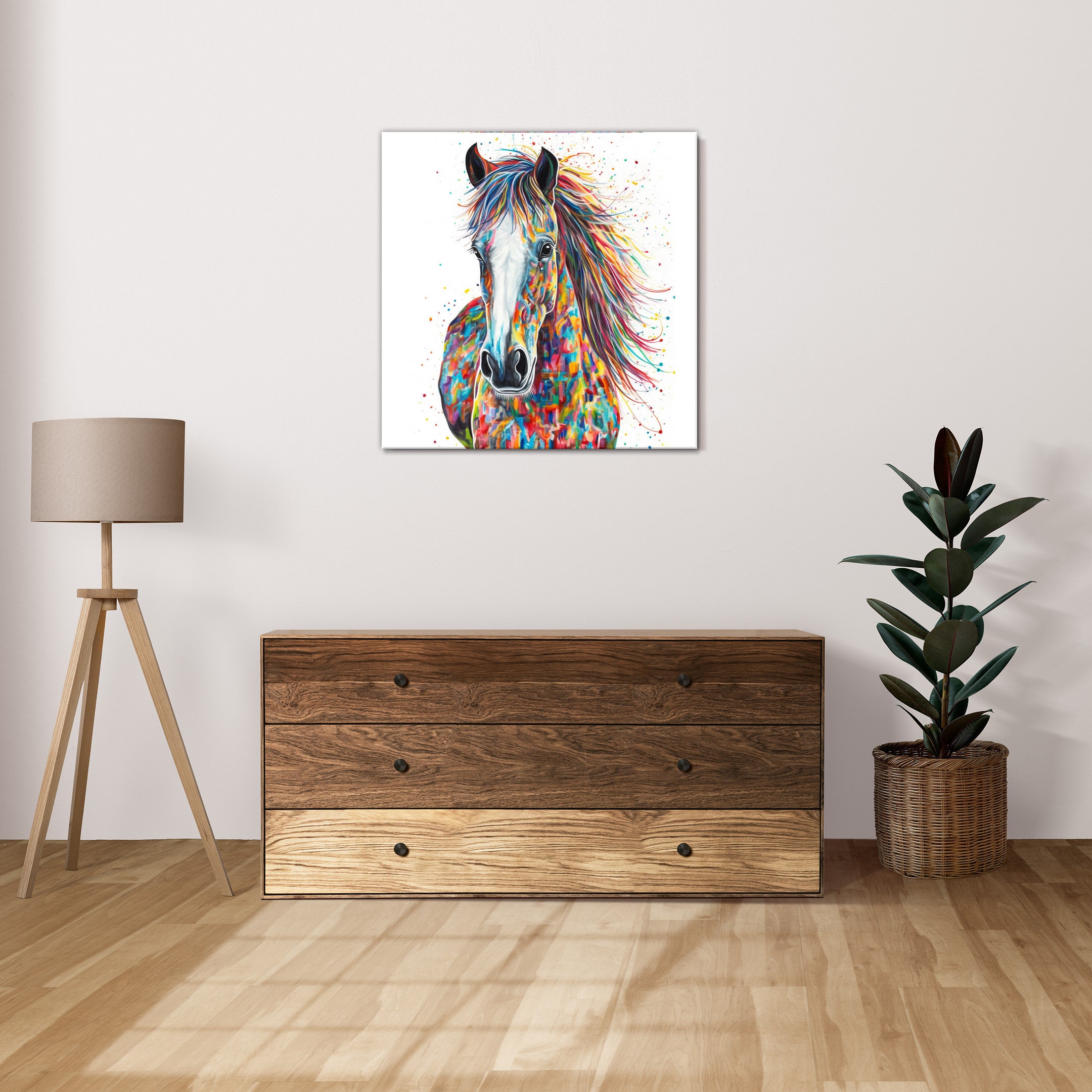 Abstract Colourful Horse Canvas Print Picture Wall Hanging Handmade Art ...