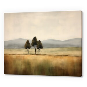 Country Vintage Landscape Trees, Antique Countryside Print, Moody Painting Canvas Print, Living Room Wall Art, Farmhouse Decor Art