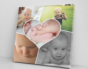 Personalised 5 Photo Collage Canvas Print, Custom Photo Wall Art, Custom Photo Gift